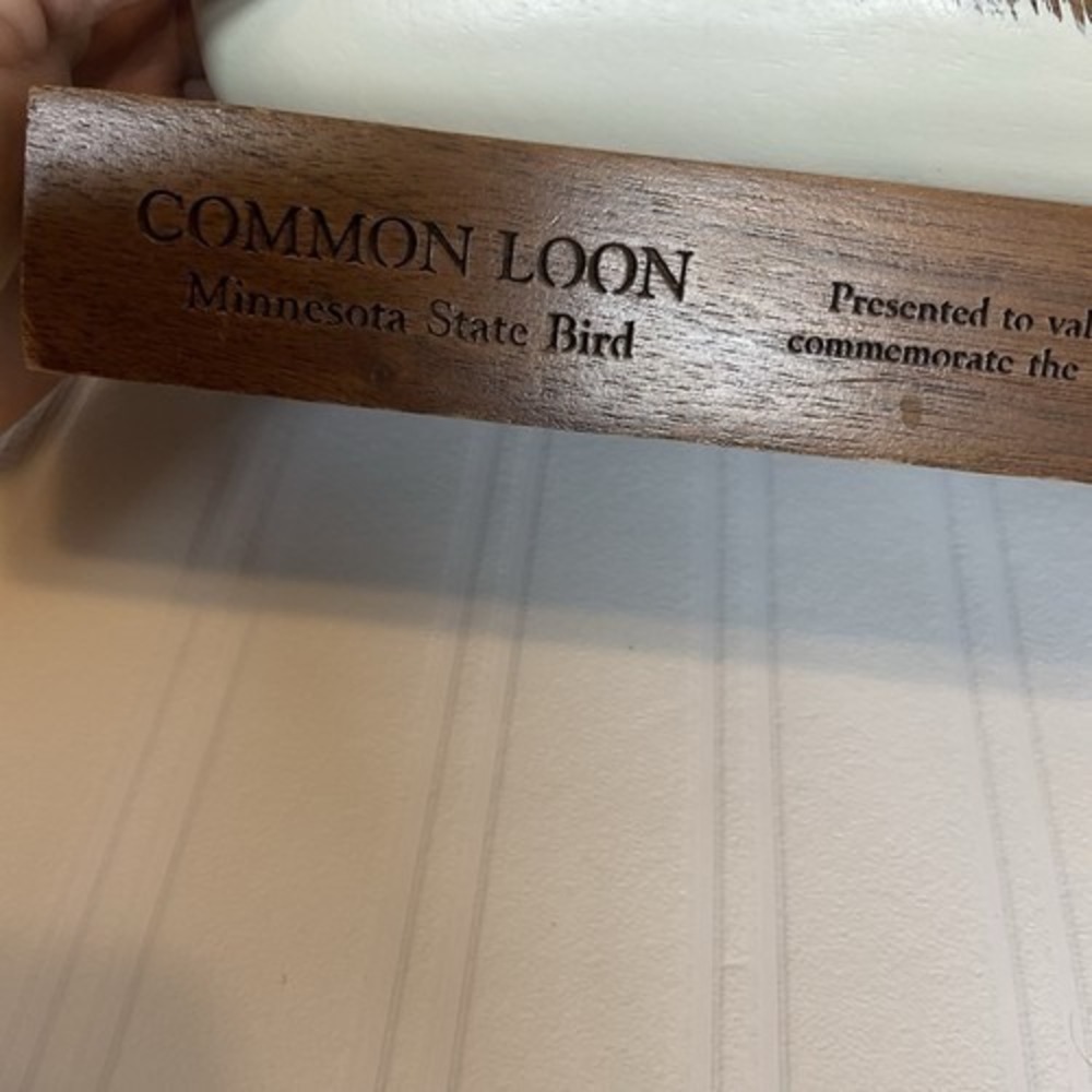 VTG Hand Painted Wooden Common Loon Duck Minnesota Event Signed 15"x7" USA Wood - Picture 2 of 11